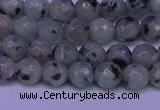 CLJ421 15.5 inches 6mm faceted round sesame jasper beads