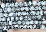 CLJ550 15.5 inches 6mm,8mm,10mm & 12mm faceted round sesame jasper beads