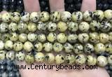 CLJ570 15 inches 10mm faceted 

round sesame jasper beads