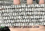 CLJ620 15 inches 5*8mm faceted round sesame jasper beads