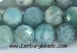 CLR119 15.5 inches 8mm faceted round larimar gemstone beads