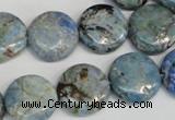 CLR211 15.5 inches 16mm flat round larimar gemstone beads