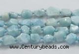 CLR25 15.5 inches 6*8mm nugget natural larimar gemstone chips beads