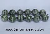 CLS254 7.5 inches 30mm round large green silver line jasper beads