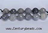 CLS351 7.5 inches 30mm faceted round large cloudy quartz beads