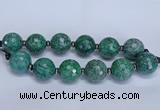 CLS352 7.5 inches 30mm faceted round large green picture jasper beads