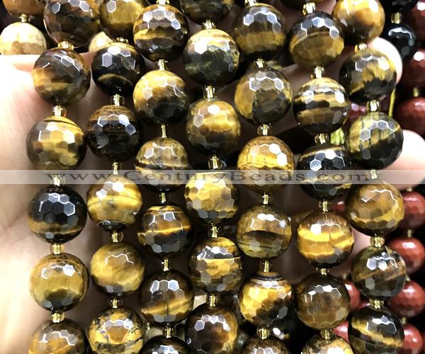 CLS425 15 inches 16mm faceted round yellow tiger eye beads