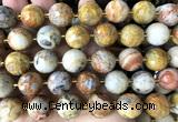 CLS430 15 inches 16mm faceted round yellow crazy lace agate beads