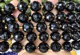CLS432 15 inches 16mm faceted round black agate gemstone beads