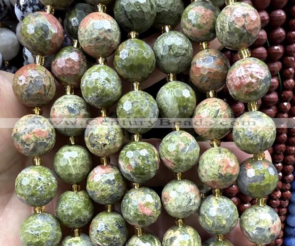 CLS434 15 inches 16mm faceted round unakite gemstone beads