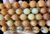 CLS440 15 inches 16mm faceted round red aventurine jade beads