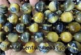 CLS451 15 inches 16mm faceted round golden & blue tiger eye beads
