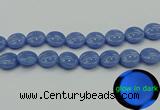 CLU175 15.5 inches 18mm flat round blue luminous stone beads