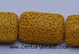 CLV19 15 inches 19*28mm rectangle yellow natural lava beads wholesale