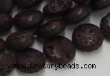 CLV208 15.5 inches 16mm flat round coffee natural lava beads wholesale