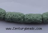 CLV27 15.5 inches 10*18mm column shape green natural lava beads wholesale