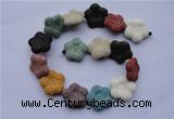 CLV38 15 inches 7*26mm star multicolor natural lava beads wholesale