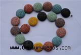 CLV39 15 inches 7*20mm flat round multicolor natural lava beads wholesale