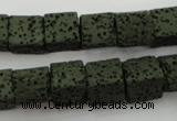CLV390 15.5 inches 10*10mm cube dyed lava beads wholesale