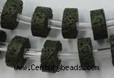 CLV410 15.5 inches 6*15mm tyre dyed lava beads wholesale