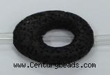 CLV43 15.5 inches 25*33mm oval black natural lava beads wholesale