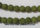 CLV460 15.5 inches 8mm round dyed green lava beads wholesale