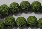 CLV463 15.5 inches 14mm round dyed green lava beads wholesale