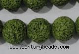 CLV465 15.5 inches 18mm round dyed green lava beads wholesale