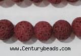 CLV470 15.5 inches 12mm round dyed red lava beads wholesale