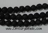 CLV483 15.5 inches 6mm round black lava beads wholesale