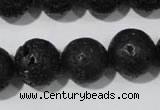 CLV488 15.5 inches 16mm round black lava beads wholesale