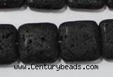 CLV495 15.5 inches 20*20mm square black lava beads wholesale