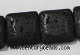 CLV496 15.5 inches 25*25mm square black lava beads wholesale