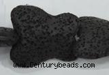 CLV52 15 inches 25*30mm butterfly-shaped black natural lava beads