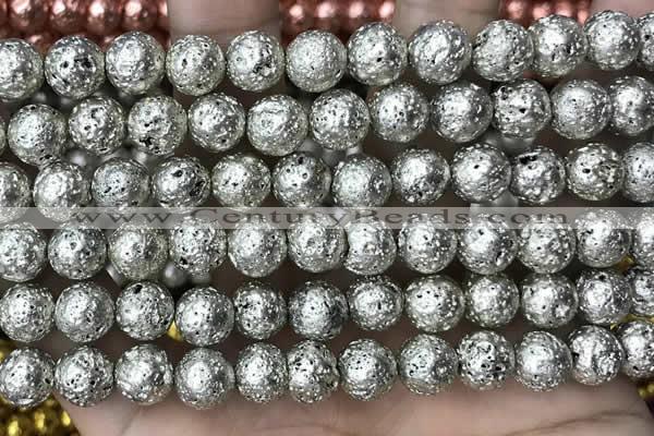 CLV540 15.5 inches 8mm round plated lava beads wholesale