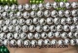 CLV551 15.5 inches 10mm round plated lava beads wholesale