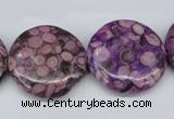 CMB32 15.5 inches 25mm flat round dyed natural medical stone beads