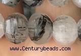 CME207 15.5 inches 7*9mm - 8*10mm pumpkin black rutilated quartz beads