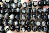 CME428 15 inches 8*12mm pumpkin silver obsidian gemstone beads