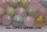 CMG211 15.5 inches 8mm faceted round morganite beads wholesale