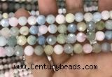 CMG346 15.5 inches 8mm faceted round morganite beads wholesale