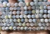 CMG386 15.5 inches 6mm faceted round morganite beads wholesale