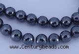 CMH03 16 inches 6mm faceted round magnetic hematite beads