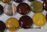 CMK242 15.5 inches 15mm flat round mookaite gemstone beads