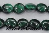 CMN100 15.5 inches 14mm flat round natural malachite beads wholesale
