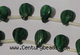 CMN320 Top-drilled 8*12mm flat teardrop natural malachite beads