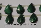 CMN321 Top-drilled 10*14mm flat teardrop natural malachite beads