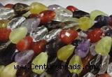 CMQ20 15.5 inches 8*10mm faceted teardrop multicolor quartz beads