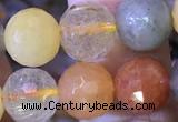 CMQ438 15.5 inches 10mm faceted round mixed rutilated quartz beads