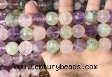 CMQ540 15.5 inches 14mm faceted round colorfull quartz beads